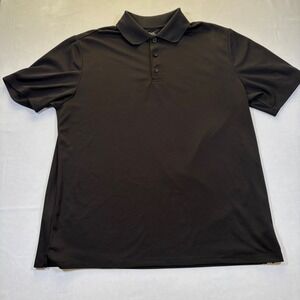 Landmark Mens Performance Polo Shirt Black Short Sleeve Polyester 16218 Size L
